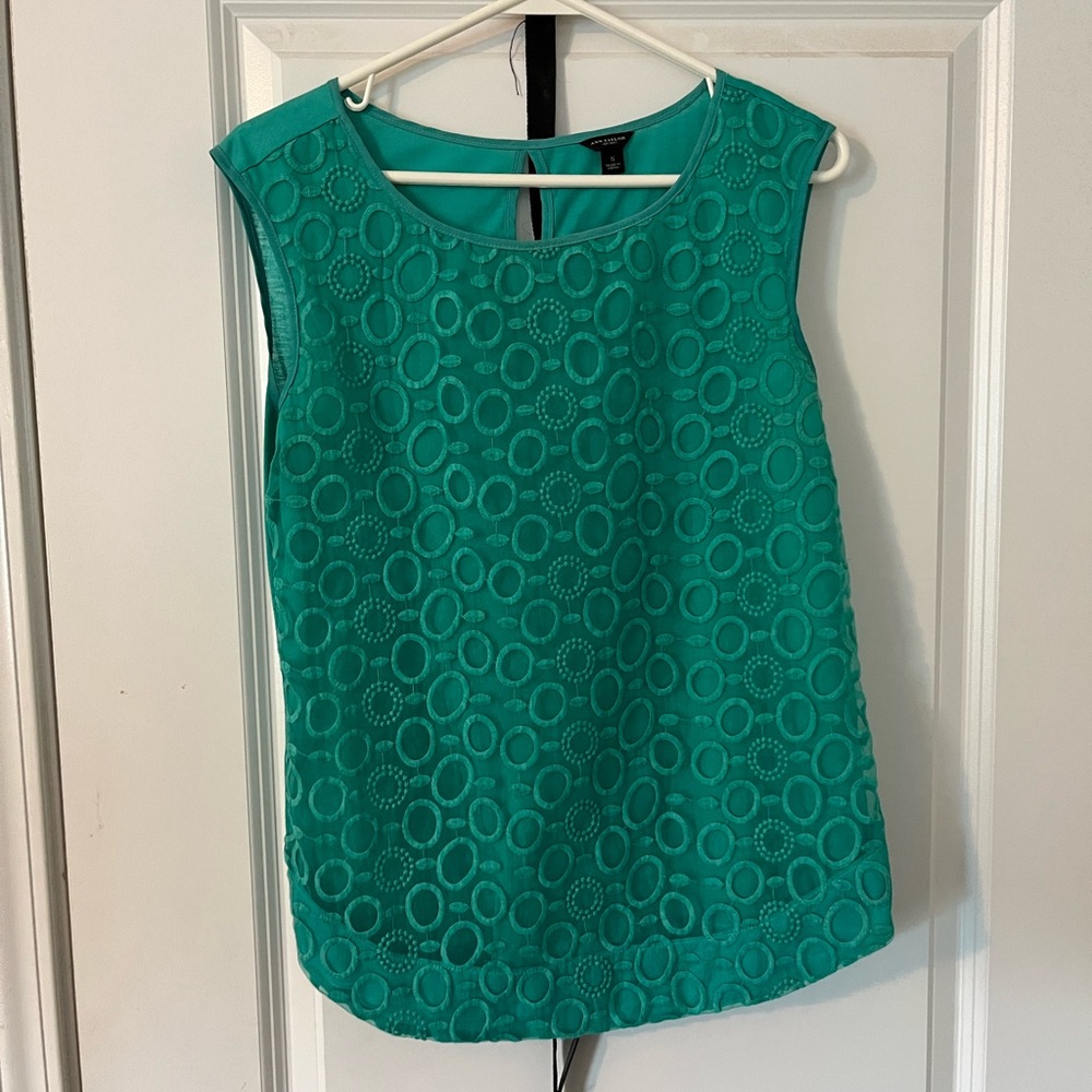 Ann Taylor Teal Textured Sleeveless Top